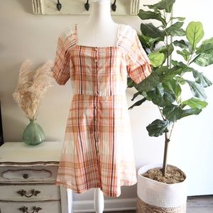 Madewell plaid print organza summer dress